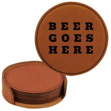 Load image into Gallery viewer, Beer Goes Here Coaster Set โ Funny Beer Lover's Bar Coasters