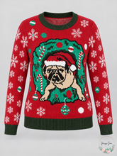 Load image into Gallery viewer, Ugly Christmas Sweater Company Women's Pug Holiday Sweater β Red, XL
