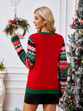 Load image into Gallery viewer, Women Cat Christmas Element Round Neck Long Sleeve Sweater