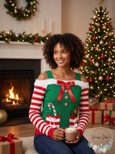 Load image into Gallery viewer, Planet Gold Juniors Cold-Shoulder Holiday Sweater, Size 2X
