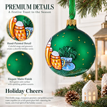 Load image into Gallery viewer, Beer Barrel Glass Ball Christmas Ornament – Beer Lover's Holiday DécorInches