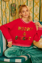 Load image into Gallery viewer, Red Christmas Theme Sequin Lettering Sweater by BiBi