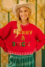 Load image into Gallery viewer, Red Christmas Theme Sequin Lettering Sweater by BiBi