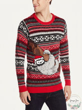 Load image into Gallery viewer, Blizzard Bay Mens Sloth Tree Ugly Christmas Sweater, Red/Grey/Black, Size XL