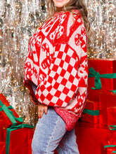 Load image into Gallery viewer, Women Christmas Candy Cane Contrast Round Neck Sweater
