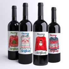 Load image into Gallery viewer, Ugly Christmas Sweater Wine Labels, Pack of 4
