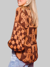 Load image into Gallery viewer, Women Christmas Gingerbread Man Round Neck Drop Shoulder Sweater
