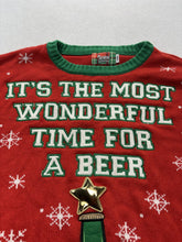 Load image into Gallery viewer, Spencer's Sweater Mens Large Red Green Beer Christmas Ugly Light Up Pullover
