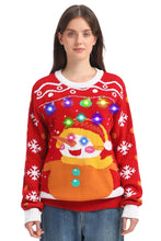 Load image into Gallery viewer, MGparty Women's Ugly Christmas Sweater Light Up Pullover Red Size M
