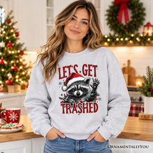 Load image into Gallery viewer, Let's Get Trashed Christmas Raccoon Sweatshirt, Funny Sweater for Feral Women
