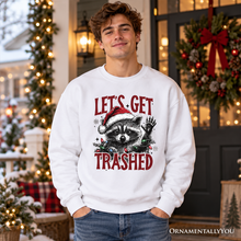 Load image into Gallery viewer, Let's Get Trashed Christmas Raccoon Sweatshirt, Funny Sweater for Feral Women
