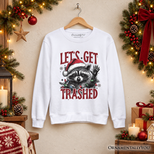Load image into Gallery viewer, Let's Get Trashed Christmas Raccoon Sweatshirt, Funny Sweater for Feral Women
