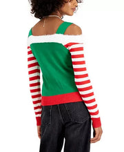 Load image into Gallery viewer, Planet Gold Juniors Cold-Shoulder Holiday Sweater, Size 2X
