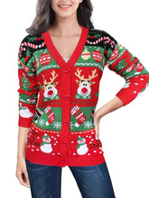 Load image into Gallery viewer, Autumn and winter new sweater jacket women's casual long sleeved Christmas sweater
