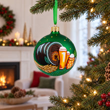 Load image into Gallery viewer, Beer Barrel Glass Ball Christmas Ornament – Beer Lover's Holiday DécorInches
