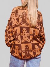 Load image into Gallery viewer, Women Christmas Gingerbread Man Round Neck Drop Shoulder Sweater
