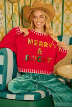 Load image into Gallery viewer, Red Christmas Theme Sequin Lettering Sweater by BiBi
