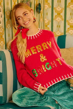 Load image into Gallery viewer, Red Christmas Theme Sequin Lettering Sweater by BiBi
