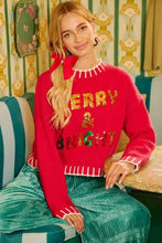Load image into Gallery viewer, Red Christmas Theme Sequin Lettering Sweater by BiBi
