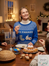 Load image into Gallery viewer, Isabellas Closet Womens Gelt Digger Ugly Hannukkah Sweater, Blue, Size Medium
